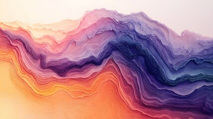 Poster - Dreamlike landscape of layered colors. Warm oranges blend into pinks, purples, blues, and violets, creating a soft, textured, and visually stunning effect. Abstract Medical Pain