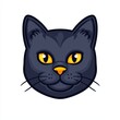 © Matt - Cartoon illustration of a dark gray cat with bright yellow eyes and orange nose