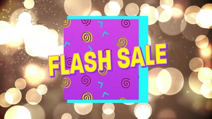 Poster - Featuring purple framed rectangle highlighting flash sale text over glowing golden bokeh lights