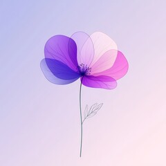Poster - Delicate Minimalist Flower Silhouette on Soft Background
