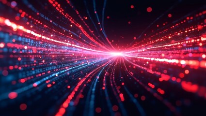 Aufkleber - a dynamic visual representation of data flow with red and blue lights, symbolizing the speed and efficiency of technology
