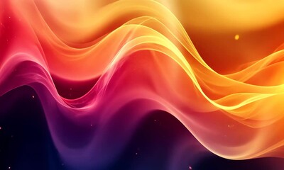 Poster - Abstract vibrant colorful waves flowing with ethereal light, creating a dynamic movement