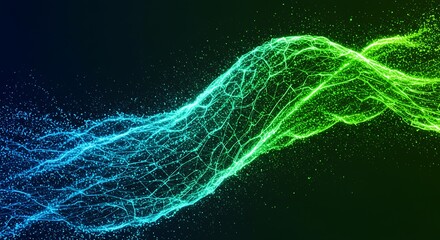Poster - Abstract Digital Wave with Glowing Particles and Connecting Network