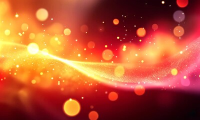 Poster - Abstract Golden Light Particles with Warm Red Background for Festive Celebrations