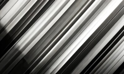 Poster - Dynamic diagonal lines create a modern and sleek silver abstract background