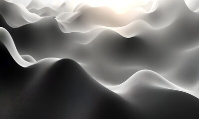 Aufkleber - abstract undulating black and white landscape animation with glowing light element
