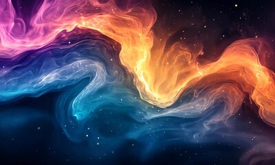 Poster - Colorful Abstract Nebula Clouds Flowing with Stars in a Mesmerizing Space Scene