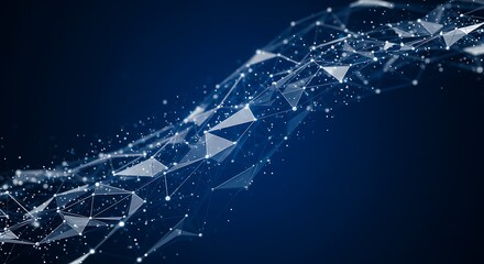 Poster - Abstract Network Connection Background with Data Points and Lines on Blue