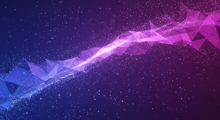 Poster - Abstract Network Connection with Triangles and Particles on Gradient Background