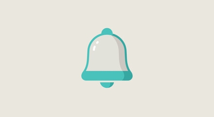 Fototapete - Isolated notification bell icon with teal outline on light beige background perfect for user interface design and social media alerts