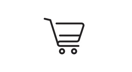 Poster - Minimalist shopping cart icon on white background perfect for e-commerce websites and online retail stores represents buying and purchasing