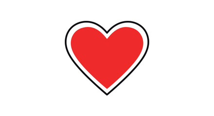 Poster - Red heart shape with black outline on white background symbolizing love and affection