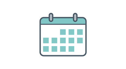 Poster - Simple calendar icon with teal fill for scheduling events and planning appointments with clear and modern design perfect for websites and apps