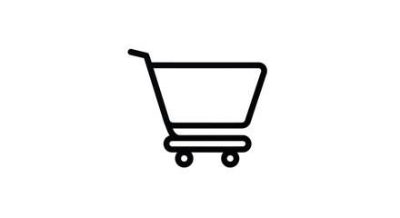 Poster - Shopping cart icon in black outline for online retail store and grocery concept