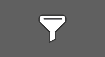 Poster - White minimalist filter icon on a gray background for graphic design and data analysis themes