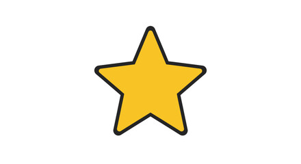 Poster - Yellow star with black outline on a white background perfect for graphic design projects and children's illustrations, adding a touch of whimsy and fun