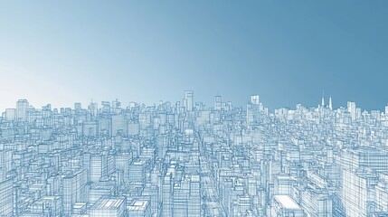 Aufkleber - Cityscape architectural blueprint, urban skyline, architectural design, aerial view