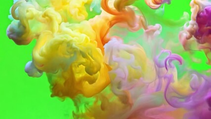 Poster - Ink Flow Symphony: A vibrant display of colorful ink swirling together on a bright background, creating an abstract artwork, capturing the vivid beauty of a chromatic composition.