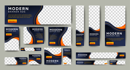 Fototapete - Business Advertising Banners template design with black and red background concept. vector