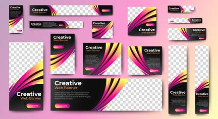 Poster - business web banners template design with image space. vector
