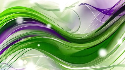 Poster - abstract background of green and purple wave design with flowing lines and light effects, creating v