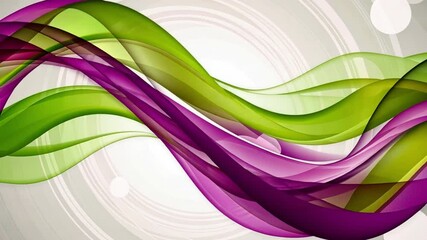 Poster - colorful abstract waves dynamic and modern design with smooth curves and layers in green and purple,