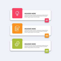 Wall Mural - Three colorful infographic boxes.