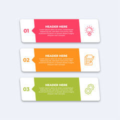 Wall Mural - Three colorful infographic boxes.