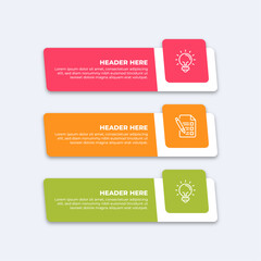 Wall Mural - Three colorful infographic boxes.