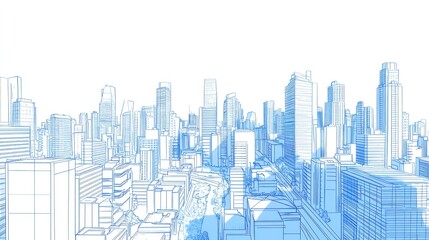 Aufkleber - Cityscape Blueprint View, Urban Design Sketch, Architectural Plan