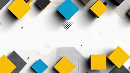 Poster - vibrant modern design featuring geometric shapes in yellow, blue, and gray creates abstract composit