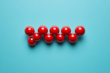 Poster - Red Balls Arranged, Teal Background