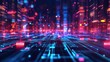 © gita - Futuristic city network, abstract digital cityscape, vibrant glowing lines and lights, interconnected technological infrastructure.