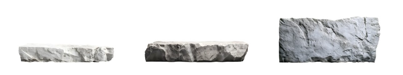 Poster - Set of light and dark gray stone slabs with different textures. isolated on transparent background