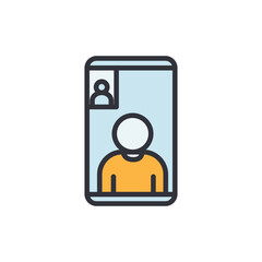 Poster - Video call colored icons, minimalist vector illustration ,simple transparent graphic element .Isolated on white background