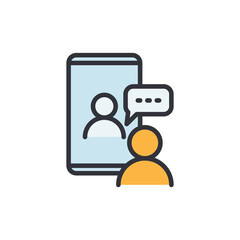 Poster - Video call colored icons, minimalist vector illustration ,simple transparent graphic element .Isolated on white background
