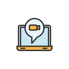 Poster - Video call colored icons, minimalist vector illustration ,simple transparent graphic element .Isolated on white background