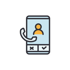 Poster - Video call colored icons, minimalist vector illustration ,simple transparent graphic element .Isolated on white background