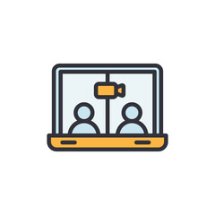 Poster - Video call colored icons, minimalist vector illustration ,simple transparent graphic element .Isolated on white background