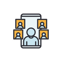 Poster - Video call colored icons, minimalist vector illustration ,simple transparent graphic element .Isolated on white background