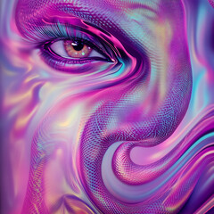 Poster - Dynamic abstract eye design digital realm visual art vibrant colors close-up perception and emotion