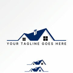 Poster - Logo design graphic concept creative premium vector stock image top sell 2 simple roof house with chimney and window exterior building property home