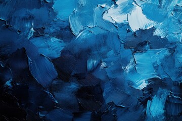 Poster - This deep blue abstract painting features textured brushstrokes, creating a modern artwork perfect for various design projects. A serene and vivid backdrop.