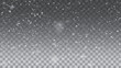 © Creative - Falling snowflakes with blurry snow particles on dark transparent background. Vector illustration.