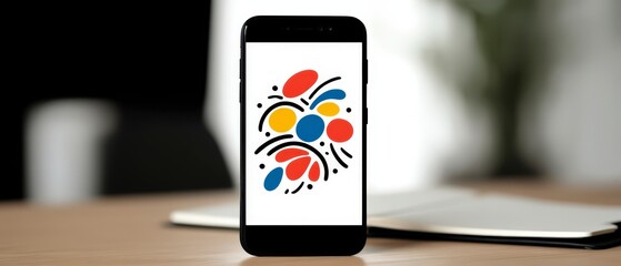 Poster - Smartphone Displaying Abstract Colorful Design  Modern Mobile App  Artistic Background
