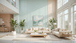 © Muhammad - background of the interior of the living room of a luxury home in a soft and minimalist style