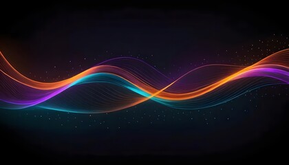 Aufkleber - Vibrant cosmic waves dance across a dark night sky, glowing with energy and ethereal beauty in a mesmerizing neon spectacle.