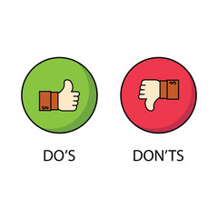 Fototapete - Do and Don't thumbs vector icons. Thumbs up and Thumbs down illustration.