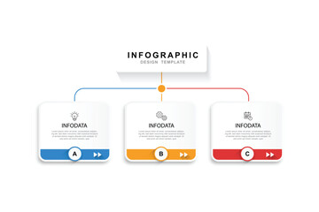 Fototapete - Vector Infographic label design template with icons and 3 options or steps. Can be used for process diagram