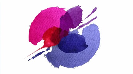 Poster - Watercolor abstract circles with pink, purple, red, and blue hues on white